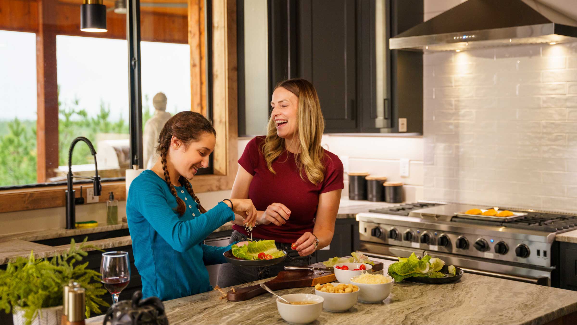 Preparing a healthy meal in the cabin at Beavers Bend