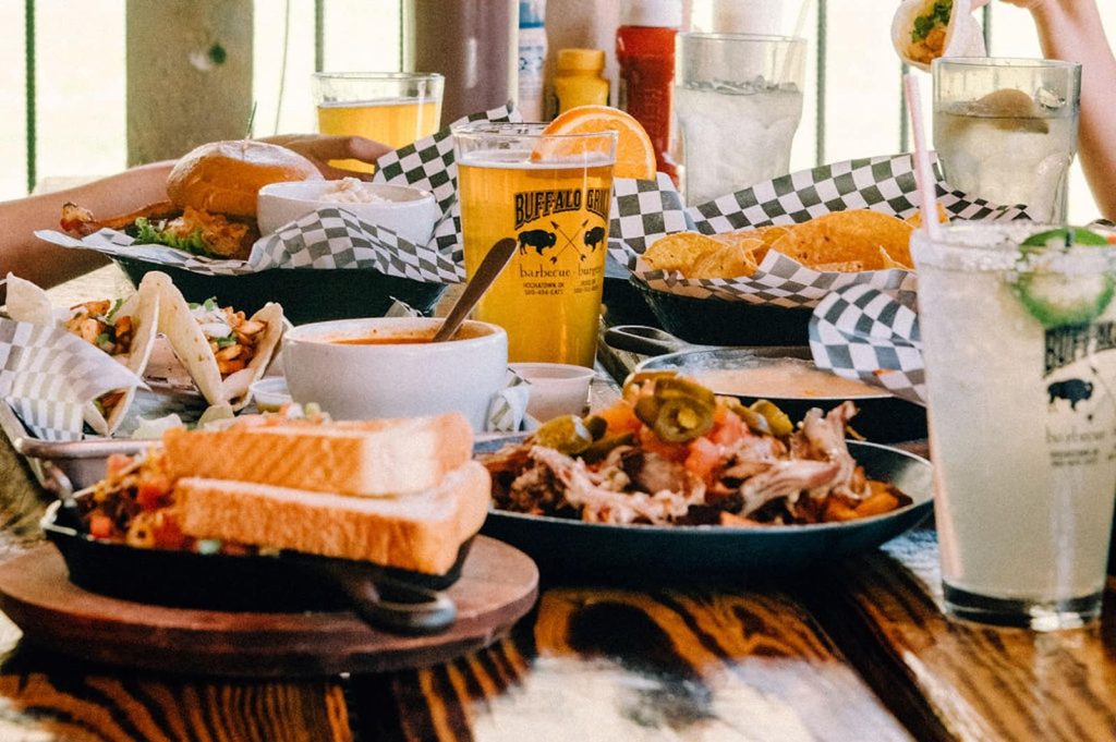 Burgers, brisket tacos, bison, and beers. Head to the Buffalo Grill.