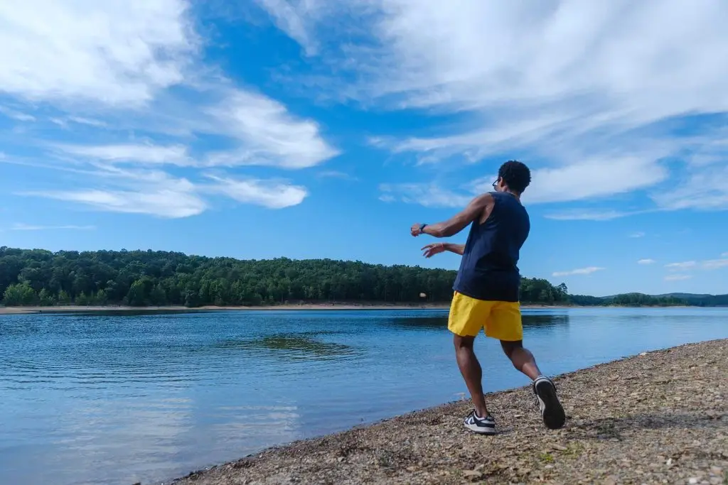 The beach at Steven's Gap in Beavers Bend State Park is a great place to hang out in the summer in Cabin Country.