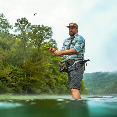 Man fishing in Lower Mountain Fork River